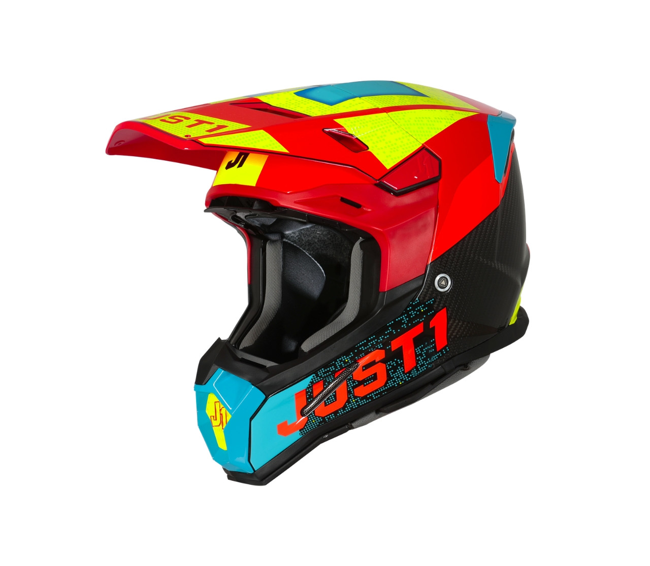 JUST1 J22 YOUTH ADRENALINE RED BLUE YELLOW CARBON